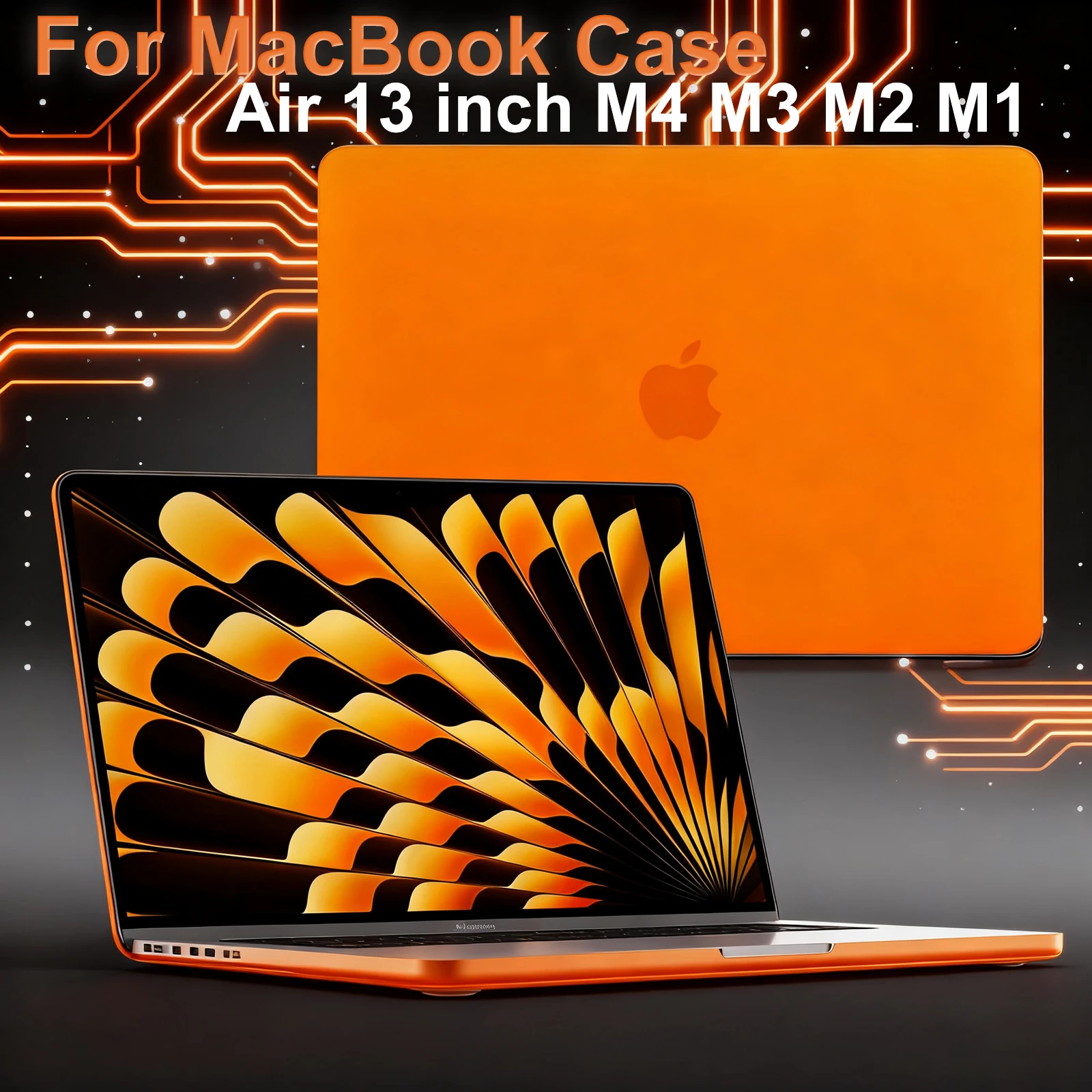 Matte Case For MacBook Air 13 inch 2025-2022 M4 A3240 M3 A3113 M2 A2681, Matte Orange Laptop Case For MacBook Air 13.6''