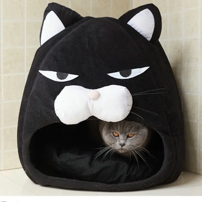 

Foldable Cat Bed Soft Sofa Cushion Cartoon Pet House Warm Kennel Puppy Cats Cave Tent Waterproof Bottom Sleep Bag Pet Supplies