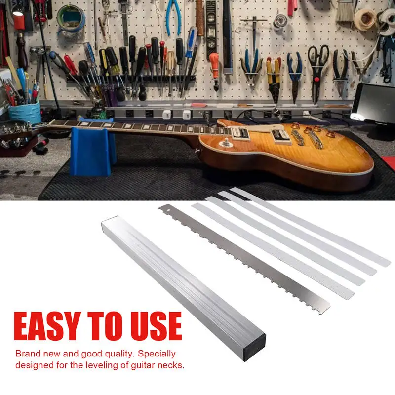 

Guitar Fret Ruler Guitar Neck Fret Beam Leveling Bar Luthier Tools with Sandpaper and Guitar Neck Notched Straight Edge Ruler
