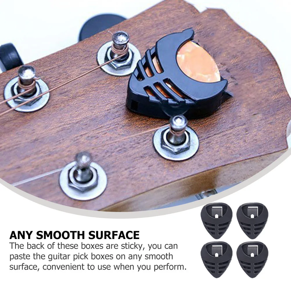 

50Pcs Hollow Guitar Pick Storage Boxes Compact Lightweight Design for Travel Easy Insertion Removal with Adhesive Back Black