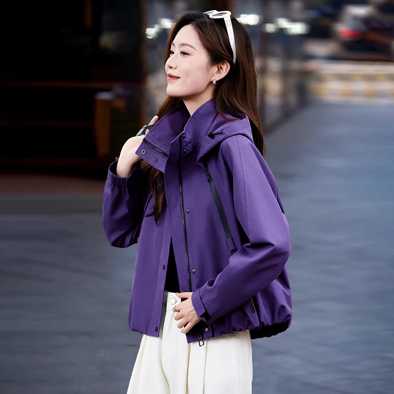 معطف ort النسائي Jaet 2025 جديد Sle الخريف Faion متعدد الاستخدامات الراقية المضادة للشيخوخة أعلى ألياف البوليستر سستة إغلاق #4