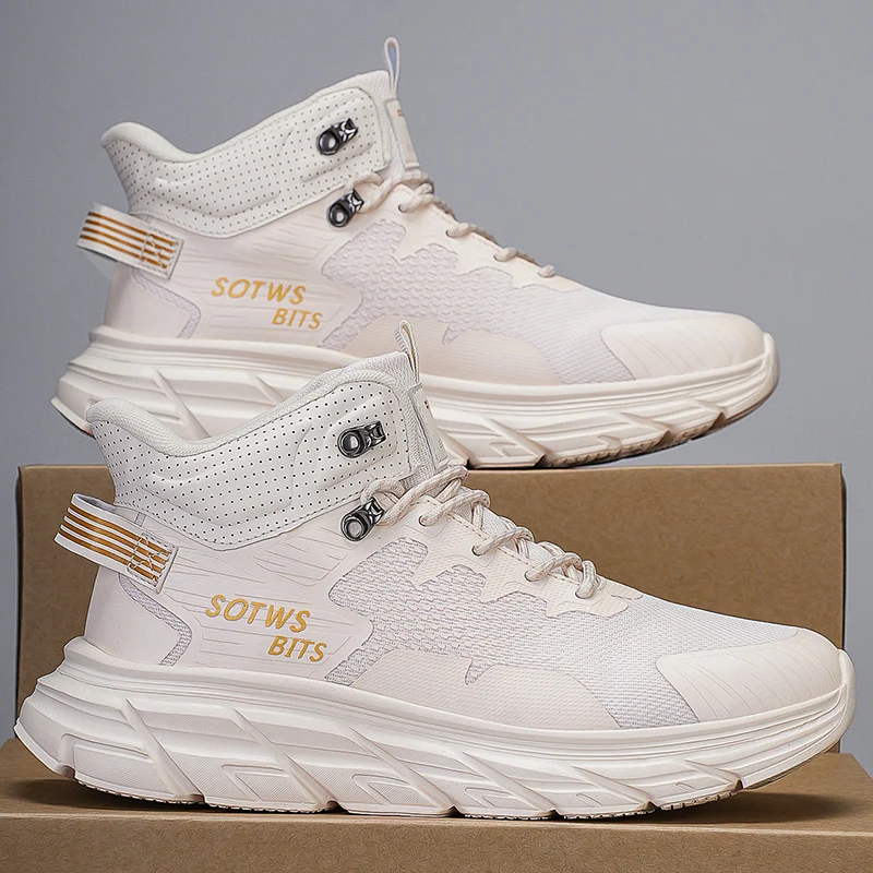 

Мужская спортивная обувь, осенние высокие модные сетчатые дышащие амортизирующие кроссовки на толстой подошве, уличные противоскользящие модные мужские кроссовки