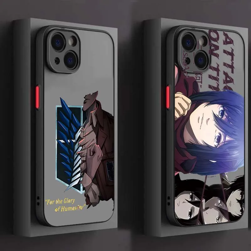 

Attack on Titan Popular Anime For Apple iPhone 17 Air 16 15 14 13 12 11 XS X Pro Max Plus Frosted Translucent Phone Case