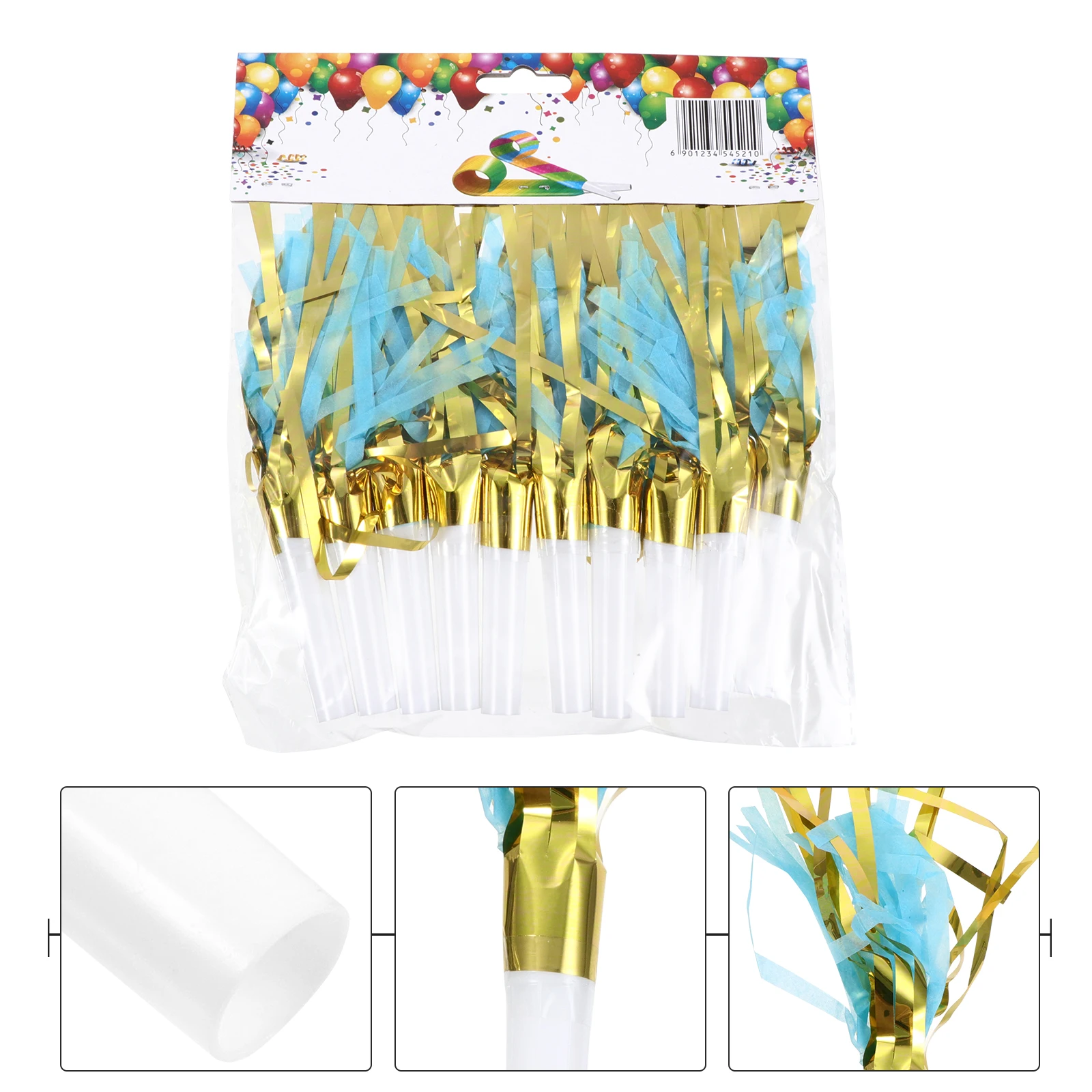 

30 Pcs Blowouts Whistles Tassels Paper Fringe Party Prop Cheerleader Trumpet Horns Colorful Supplies Celebration Accessories