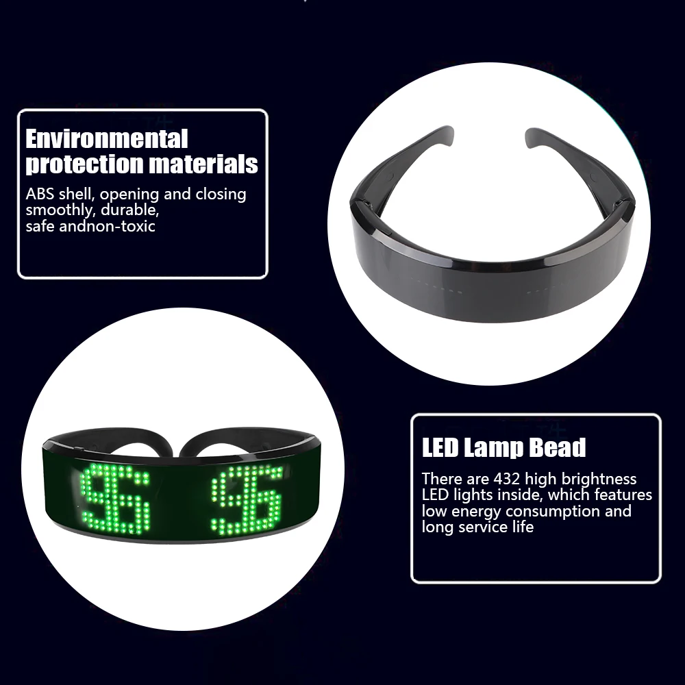 Bluetooth Prop For Party Bar Festival Performance DIY Happy Birthday Gifts LED Luminous Glasses Futuristic Eyewear Electronic