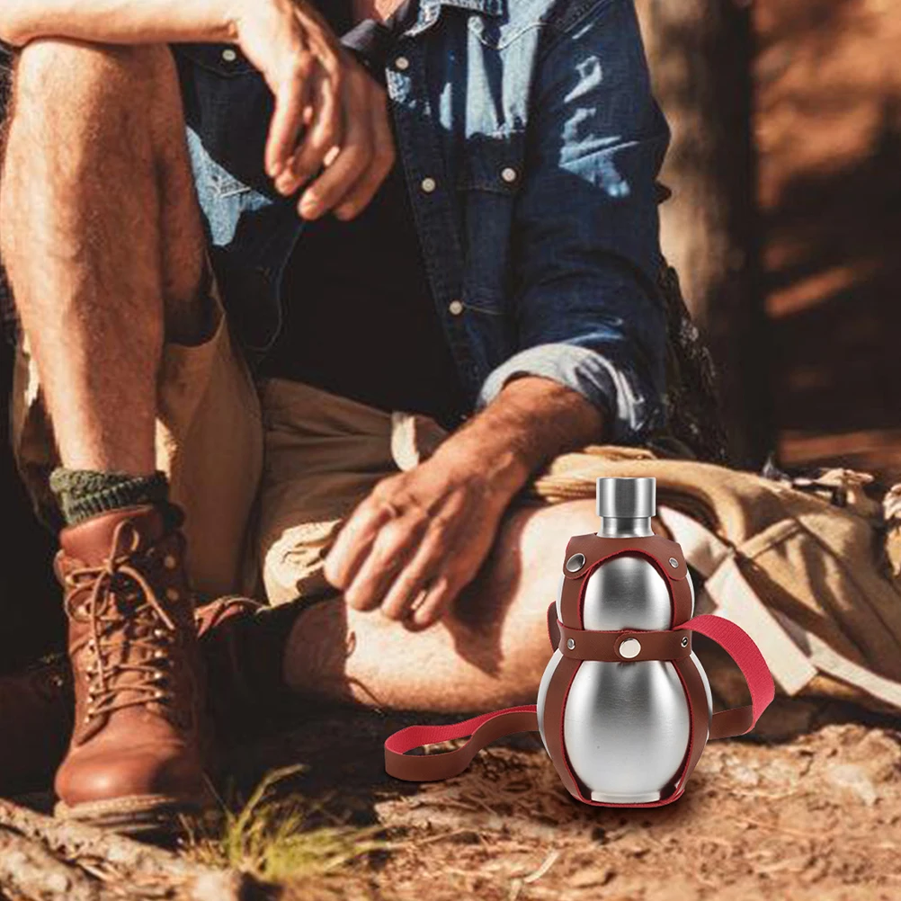 

Stainless Steel Gourd Bottle Thickened Portable Water Flask Cute Decor Camping Jug Outdoor Travel Hydration Bottle