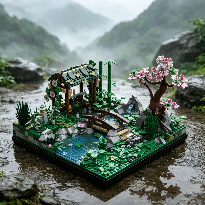 Bonsai Garden Display - Japanese Garden Model MOC Building Blocks
