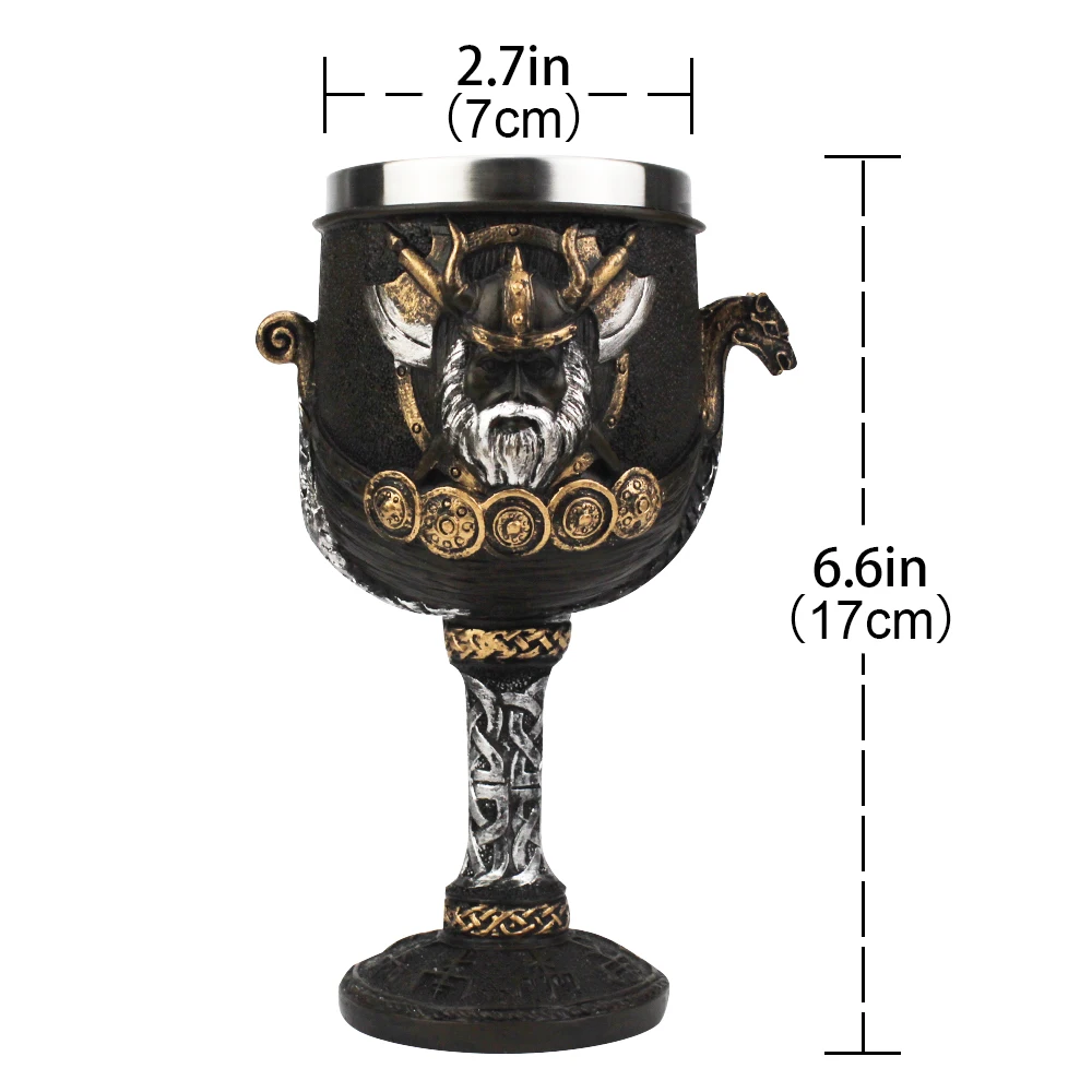 دراكار فايكنغ المحارب التنين سفينة الكأس القدح 200 مللي الفولاذ المقاوم للصدأ و الراتنج الشمال الله أودين كأس النبيذ هدية عيد #2