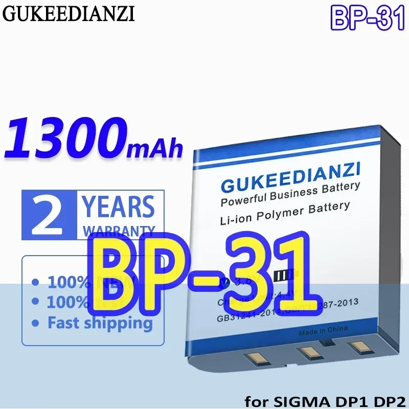 High Capacity GUKEEDIANZI Battery BP-31 BP31 1300mah for SIGMA DP1 DP1S DP1X DP2 DP2S DP2X Camera