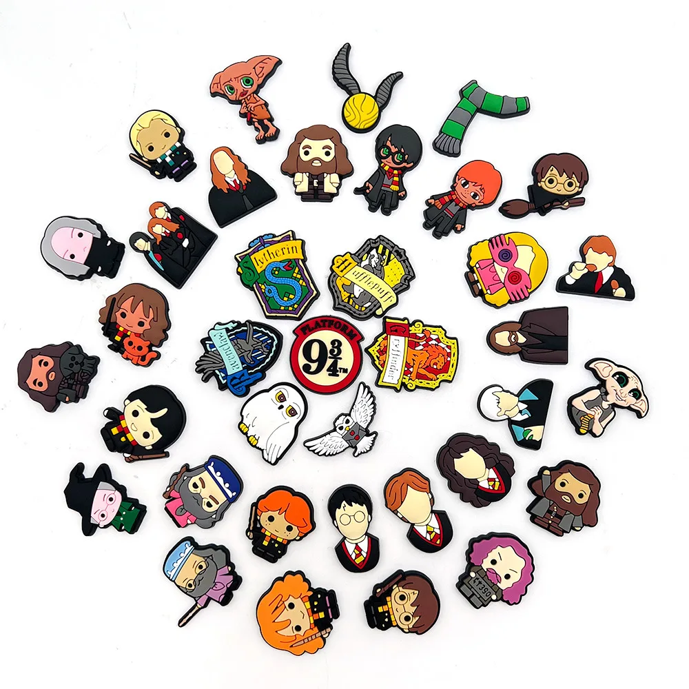 37pcs/set Harry Potter Shoe Buckle Kawaii Anime Shoes Accessories Party Decorations Croc Charms Kawaii Characters Kids Toys Gift