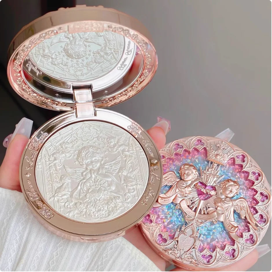 Flower Knows Little Angel Collection Embossed Highlighter Pearlescent Fine Shimmer Brightening 8g Brighten Natural Face Makeup