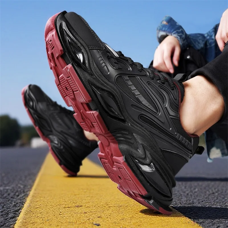 Men's Casual Sneakers Four Season Thick Sole Breathable Soft Sole Anti-slip Outdoor Racing Running Shoes Youth Speed Sports Shoe