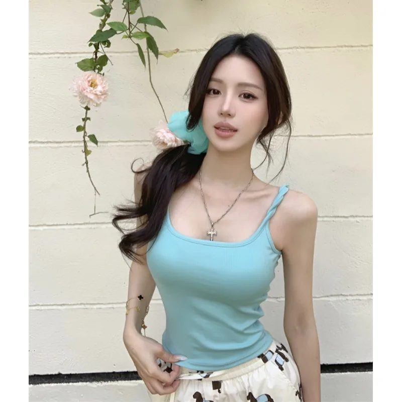 Slim Fit Color Twist Shoulder Strap Vest Top Women's Fashion 2026 New Style Versatile Sleeveless Inner Wear Citywalk