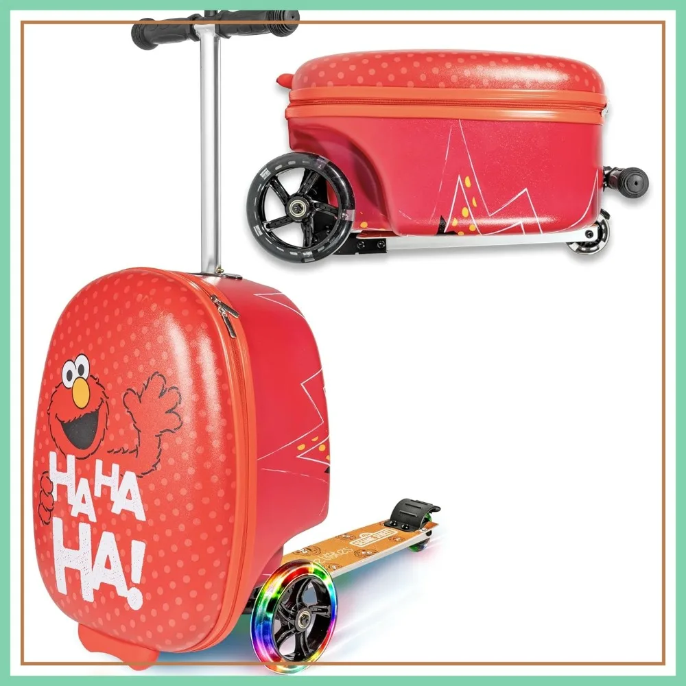 

Hardside Carry-On Luggage with Foldable Scooter & LED Wheels – Lightweight Ride-On Suitcase for Travel