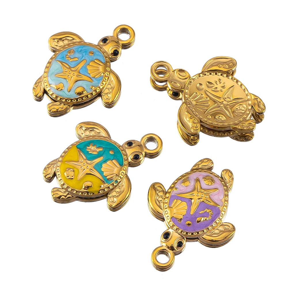 

2/5pcs Lot Stainless Steel Charms Summer Turtle Charm for DIY Earring Jewelry Materials Making Pendant Supplies Crafts Wholesale