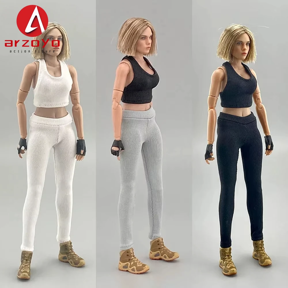 1/12 Scale Female Solider Simple Basic Versatile Two-Color Sports Skin-Tight Garment Yoga Suit 6" Action Figure Body Model