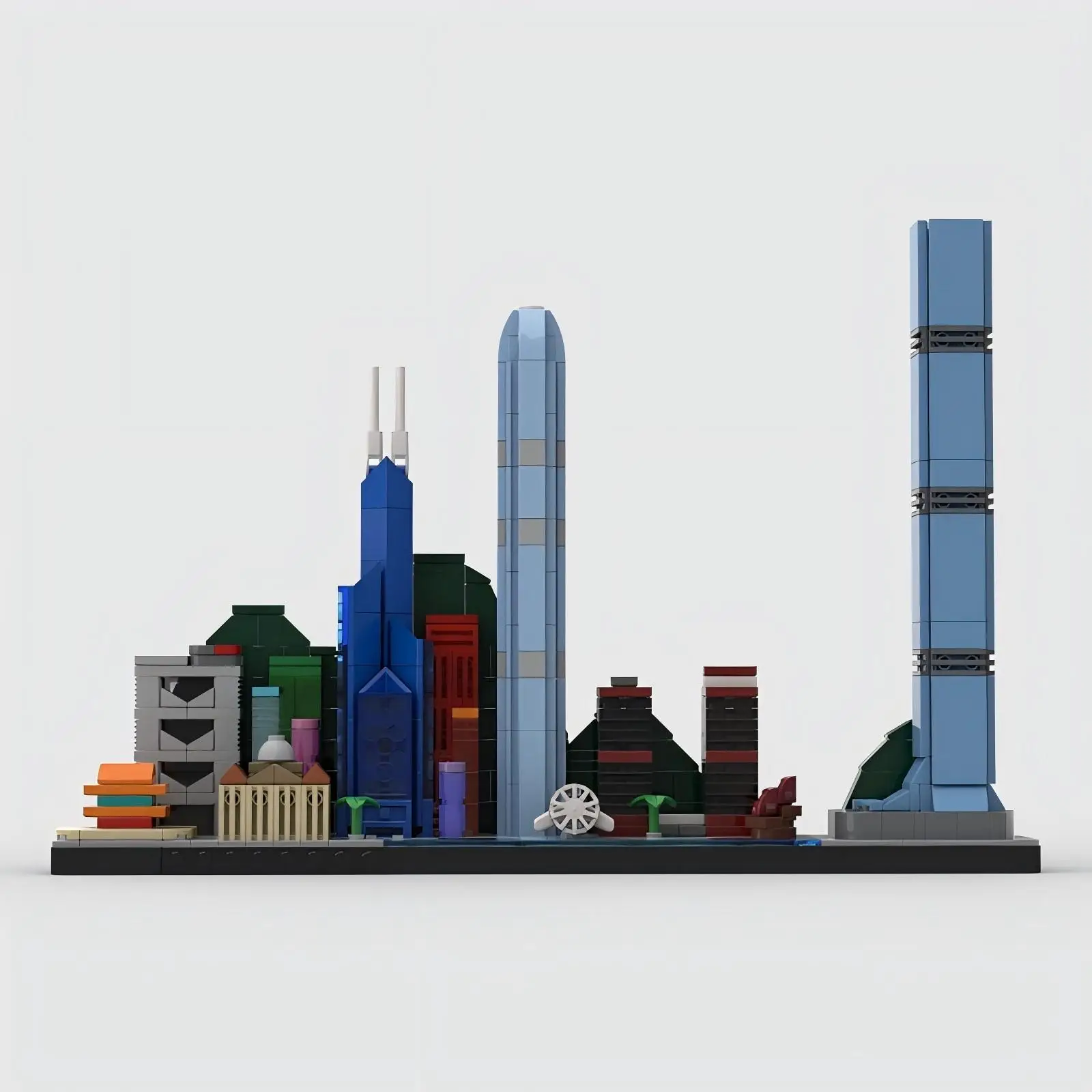 MOC Modern Urban Street View Hong Kong Skyline Modell International Financial Center Bausteine Kit Kinderspielzeug Geburtstagsgeschenk