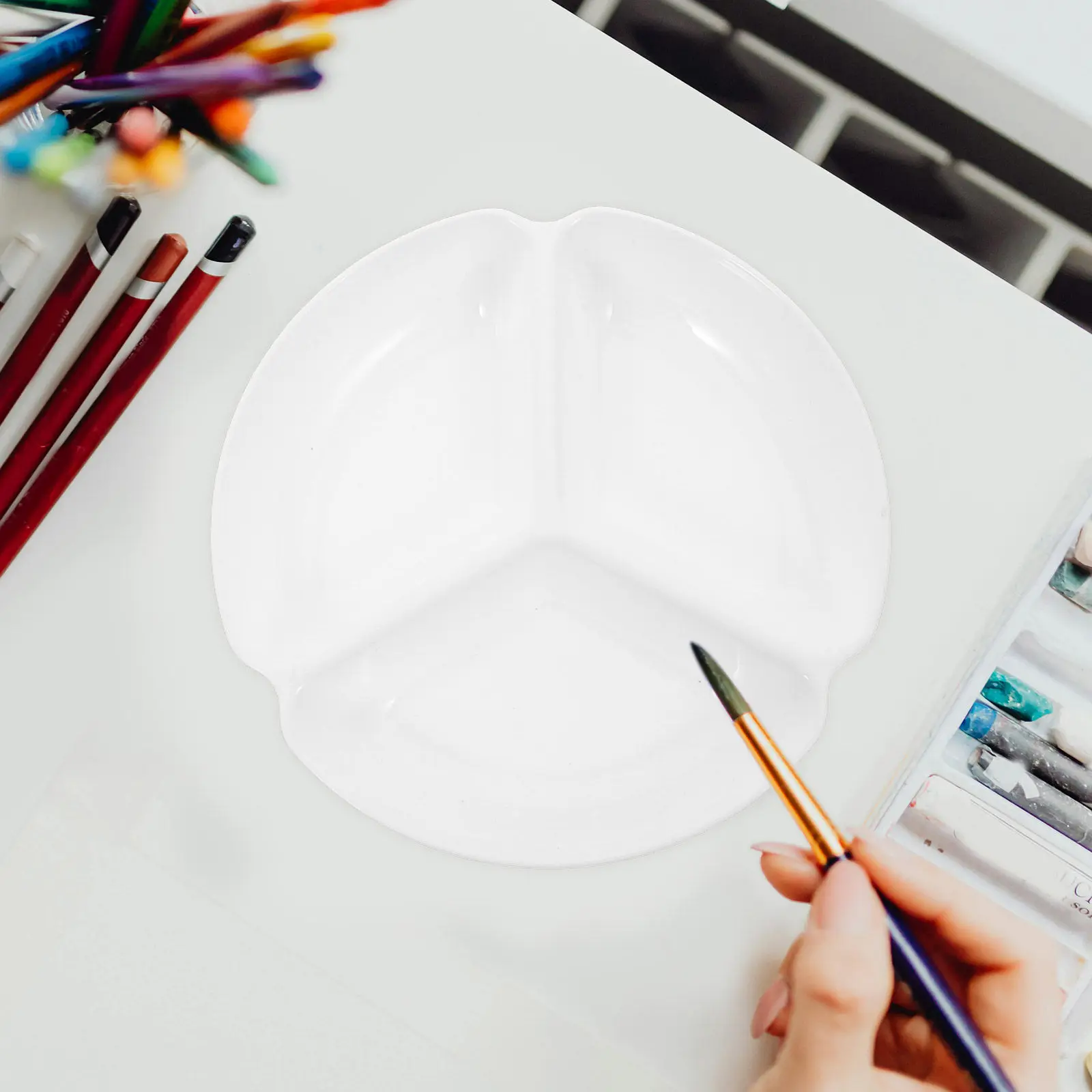 3pcs Watercolor Palette Plastic 3-Well Mixing Tray Lightweight Durable Paint Plate For Oil Acrylic Chinese Painting White Paint