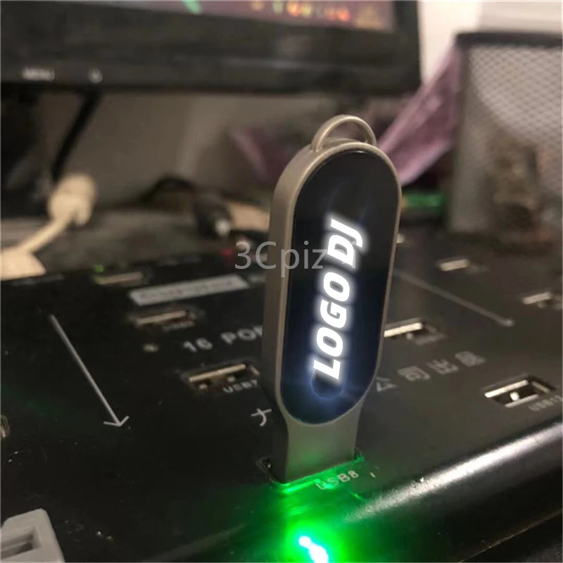 2023 Brand New DJ Creative Colorful LED LOGO USB 2.0 Memory Flash Pendrive 16GB 32GB 64GB 128GB