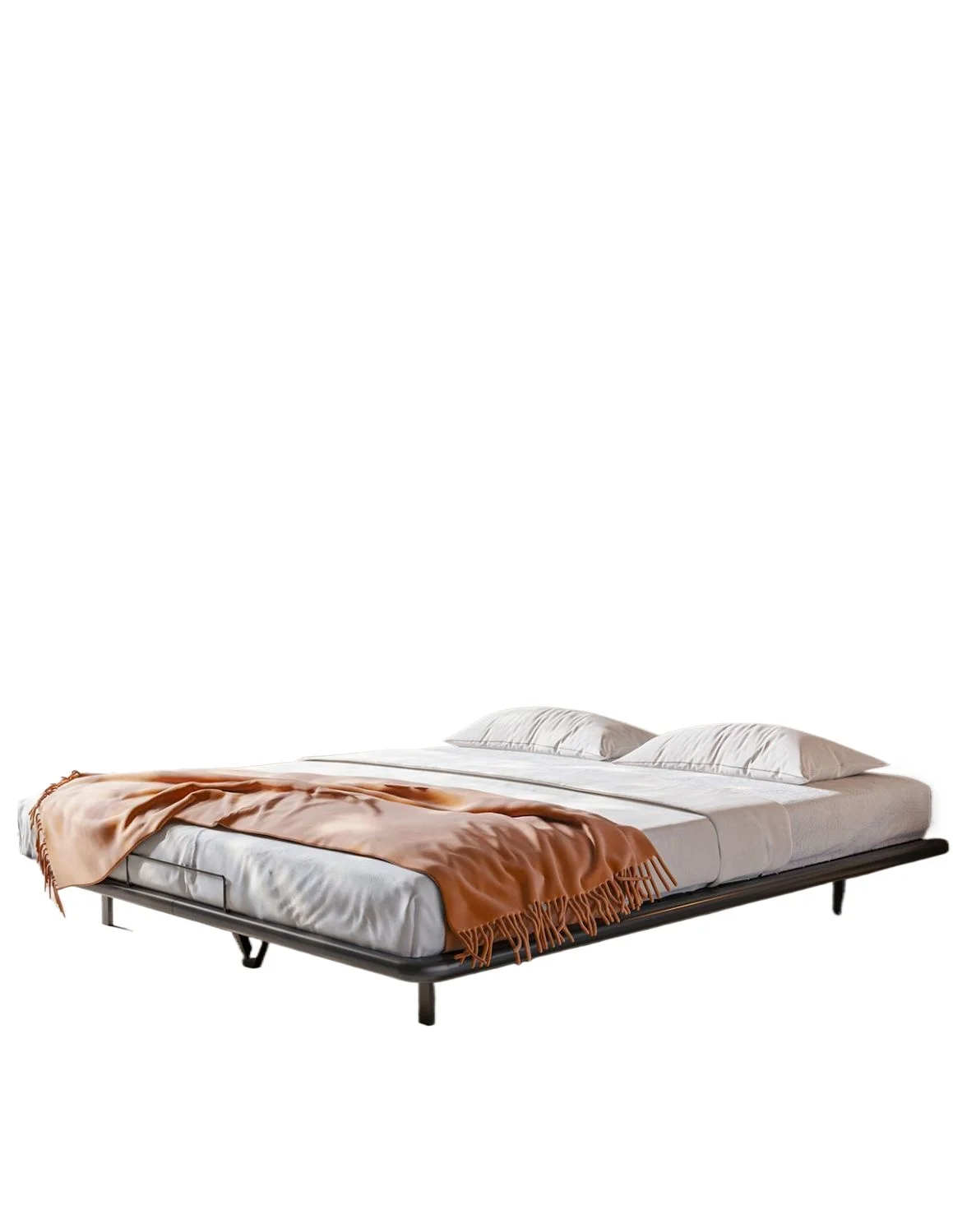 

Modern simple household wrought iron bed double bed metal suspension bed