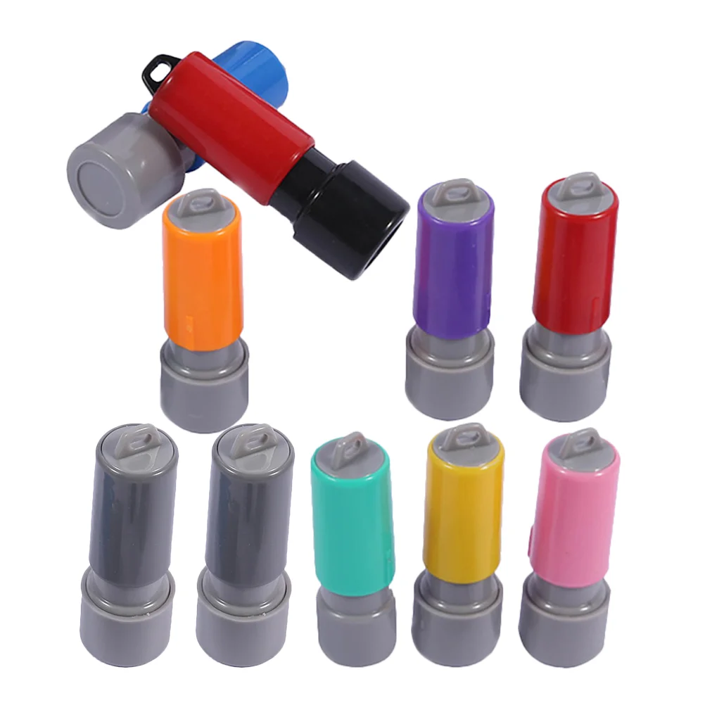 Selo Caso Tinta Selos Postais, Nome Fazendo Ferramenta, Rodada Mini Selos, Pequeno Plástico DIY, Fornecimento em Branco, Férias Auto, 10 Pcs