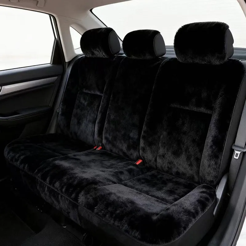 Universal 1/2/5-Seater Plush Car Auto Seat Cover Faux Fur Winter Protector Cover Solid Color Soft Warm Car Seat Cover