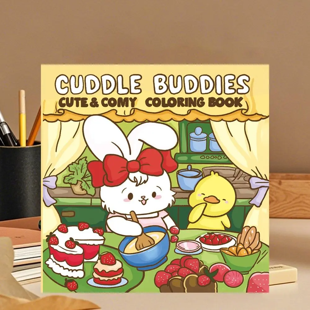 귀여운 만화 색칠 공부 책 스트레스 해소 교육용 페이퍼백 그림 그리기 선물 성인 및 십대용 낙서 책