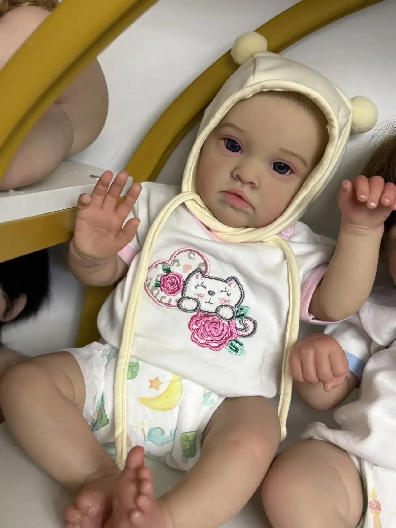 

St.Store Customized Limited Supply 22inch Reborn Baby Chantal With Painted Hair Already Finished Doll With Cute Dress