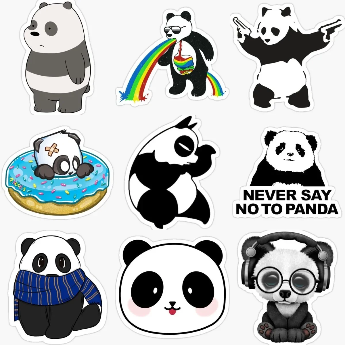 

Cute Panda PVC Material Stickers Accessories for Decorate Car Van Bicycle Table Motorcycle Off-road Helmet Camper Bumper Decal