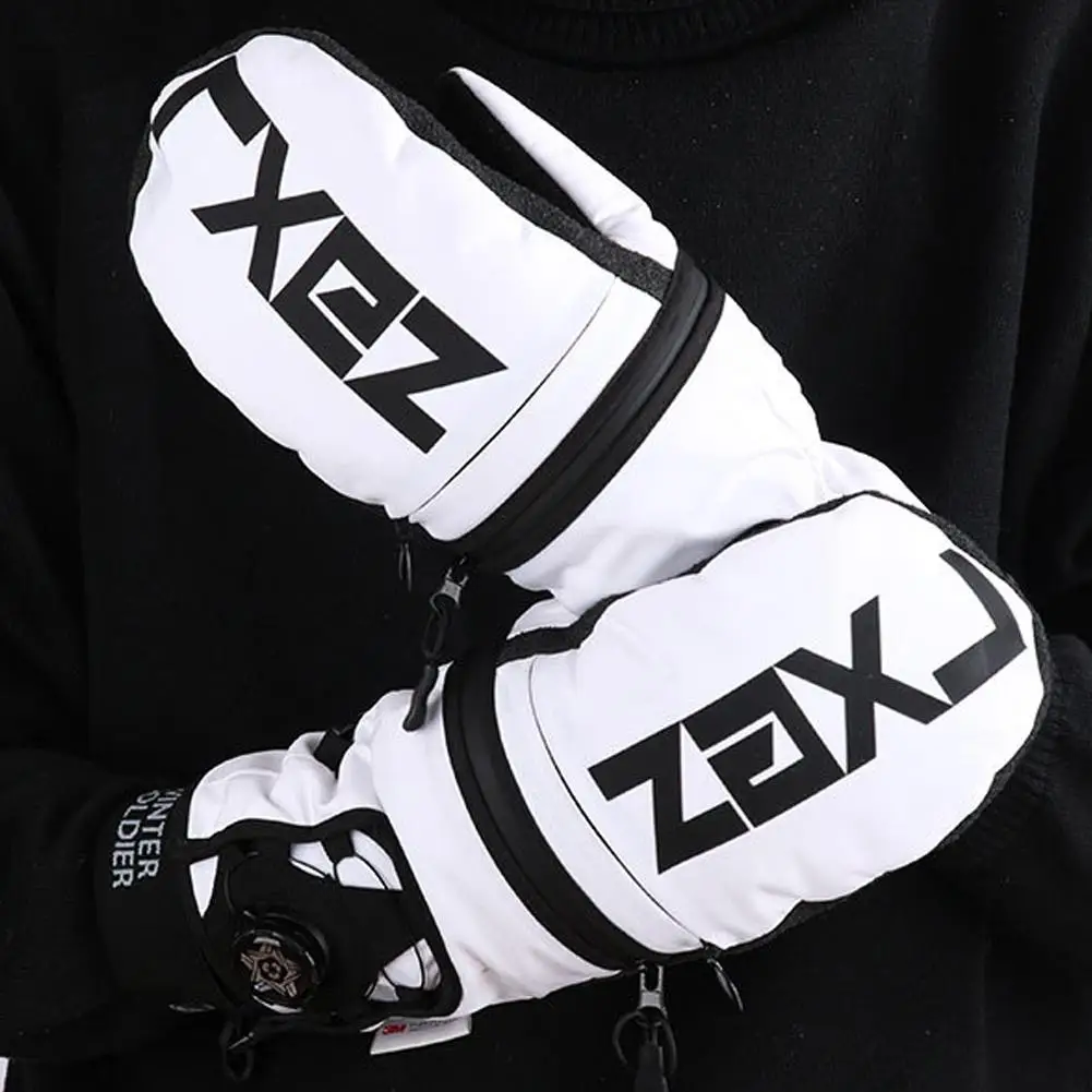

Snow Glove Mittens with Built-in Wrist Guard Knob button Single Board Kevlar Ski Gloves Resistant Mat Men Women Thermal