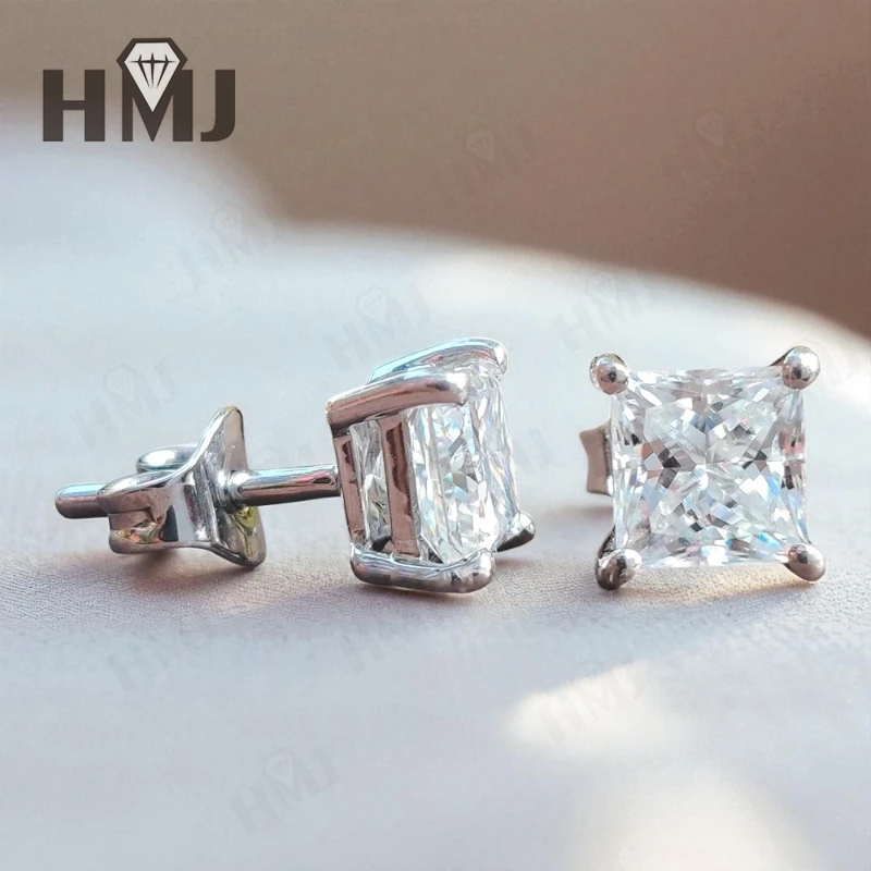 Wholesale Ear Stud Earring Moissanite Diamond 925 Sterling Silver Emerald Cut Round Oval Shape Charms High-quality Classical - view 3