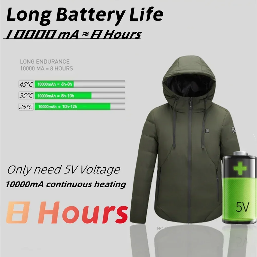 2023 Verwarmde Jas Mannen Vrouwen Winter Ski Jas Capuchon Usb Electric 11 Zone Verwarmde Kleding Waterdichte Warme Thermische Jassen M-6XL