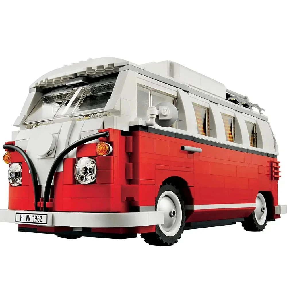 Spot: camper brick, creative bus, T1 green picnic cart, building blocks for boys and girls, children's birthday gifts