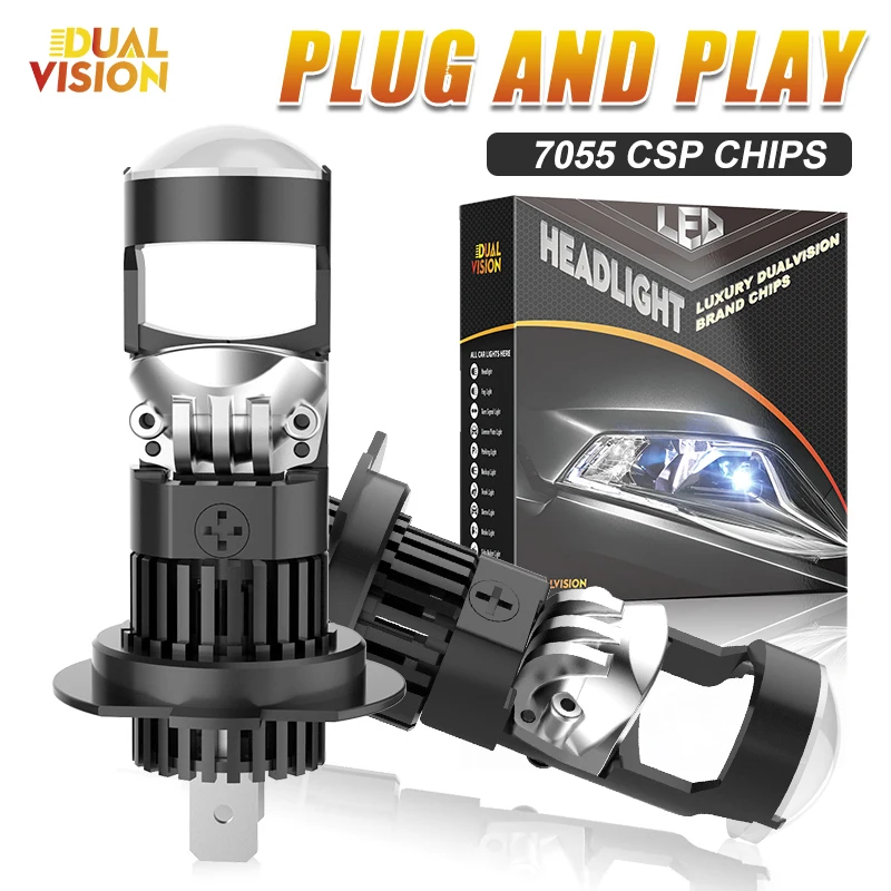 

Dualvision H7 Led Projector Lens Headlights H9 H8 H11 9005 9006 HB3 HB4 Canbus Hi/Lo Beam LHD 6000K For Car/Motorcycle Plug&Play