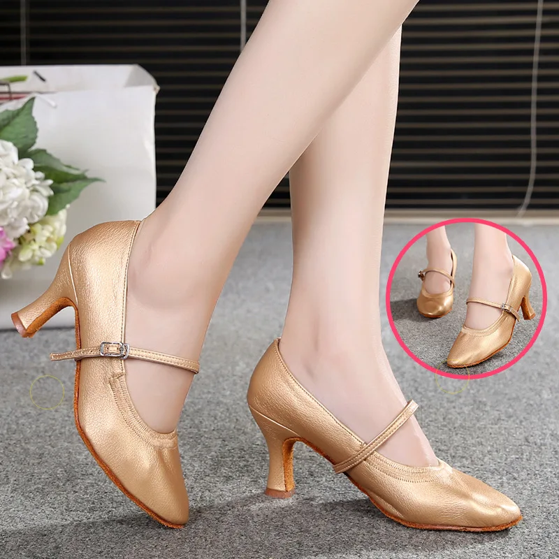 Latin Dance Shoes For Women Tango Shoes Medium Heels Modern Ballroom/Salsa/Waltz Dancing Shoes Women\'s Summer Shoes Sandals A271