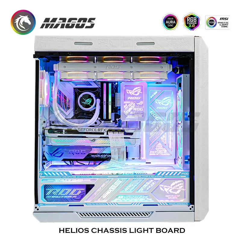 PC Case Panel RGB Light Board Backplate For Asus ROG Strix Helios Case,Support M/B SYNC,5V ARGB LED UV Mirror Figure Decoration