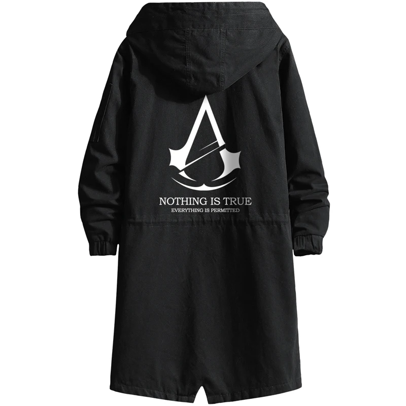 ฤดูใบไม้ผลิฤดูใบไม้ร่วงฤดูหนาว Men Assassin Master Hooded แจ็คเก็ตยอดนิยมพิมพ์เสื้อกันหนาวเสื้อกันหนาวชาย Outwear Trench