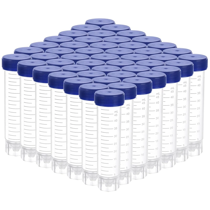 Vertical Centrifuge Tubes, 50 Ml Plastic Test Tubes With Leak-Proof Screw Caps, Polypropylene Container