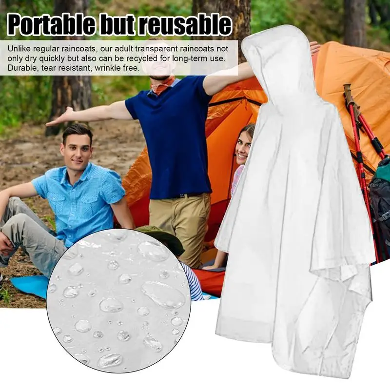 Women Men Raincoat Adult Clear Transparent Camping Rainwear Suit Waterproof Rain Poncho Coat Windproof Rain Gear Rain Cover