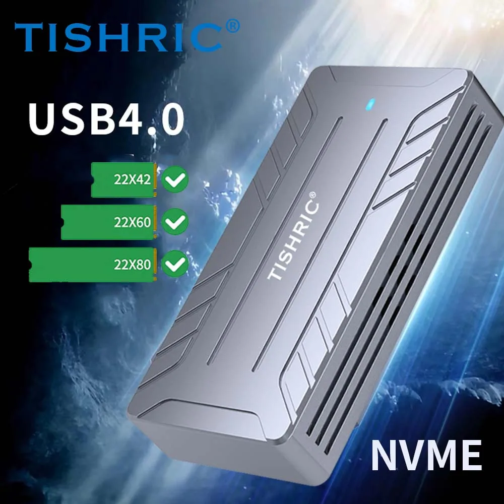 

TISHRIC T17 USB4.0 M.2 SSD Enclosure-40Gbps, Thunderbolt 3/4 Compatible, Aluminum Cooling Case M.2 NVMe / SSD Enclosure