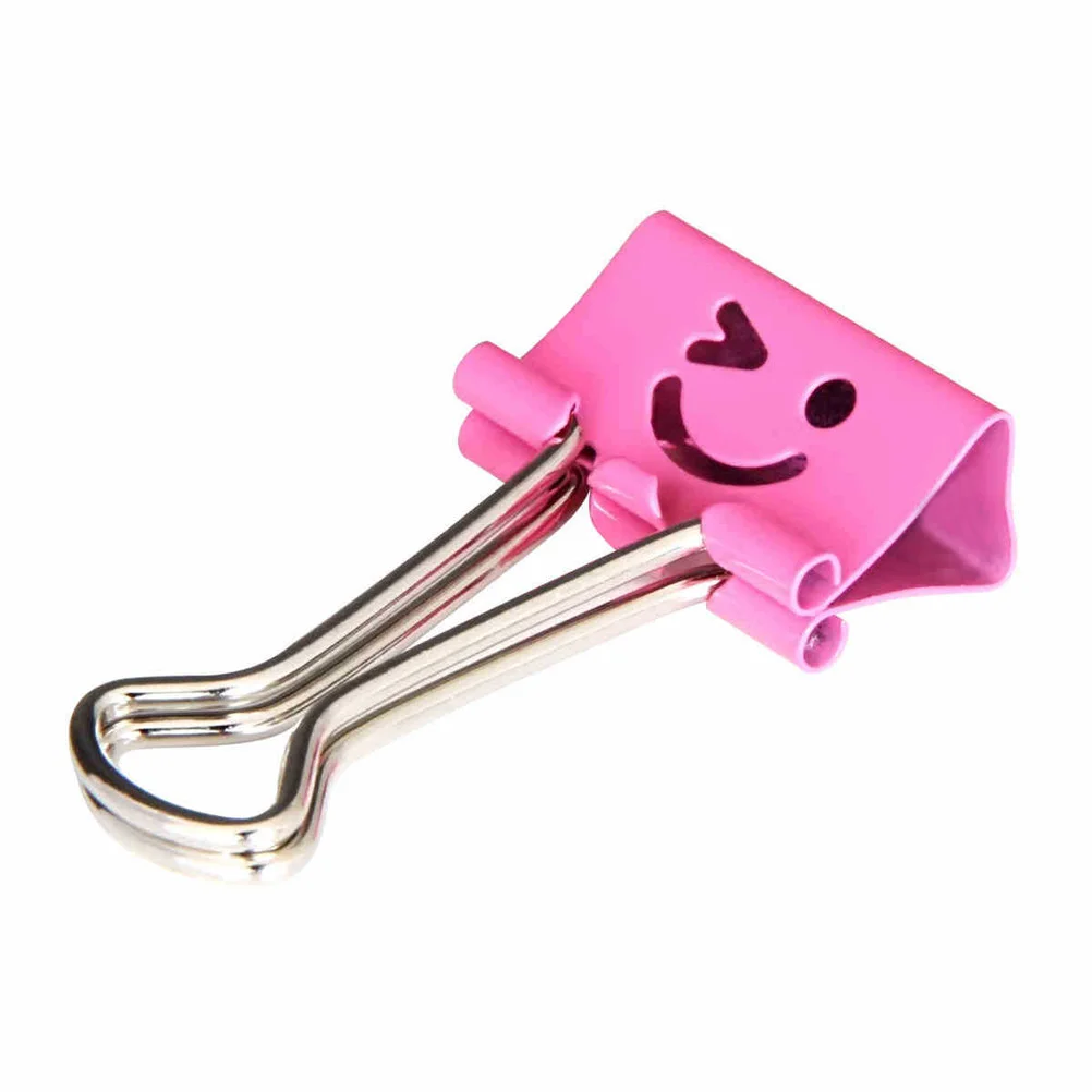 40pcs Binder Clips Smile Face File Paper Clip for Home School Office (Mixed Color) Paper Binder Clip File Clips