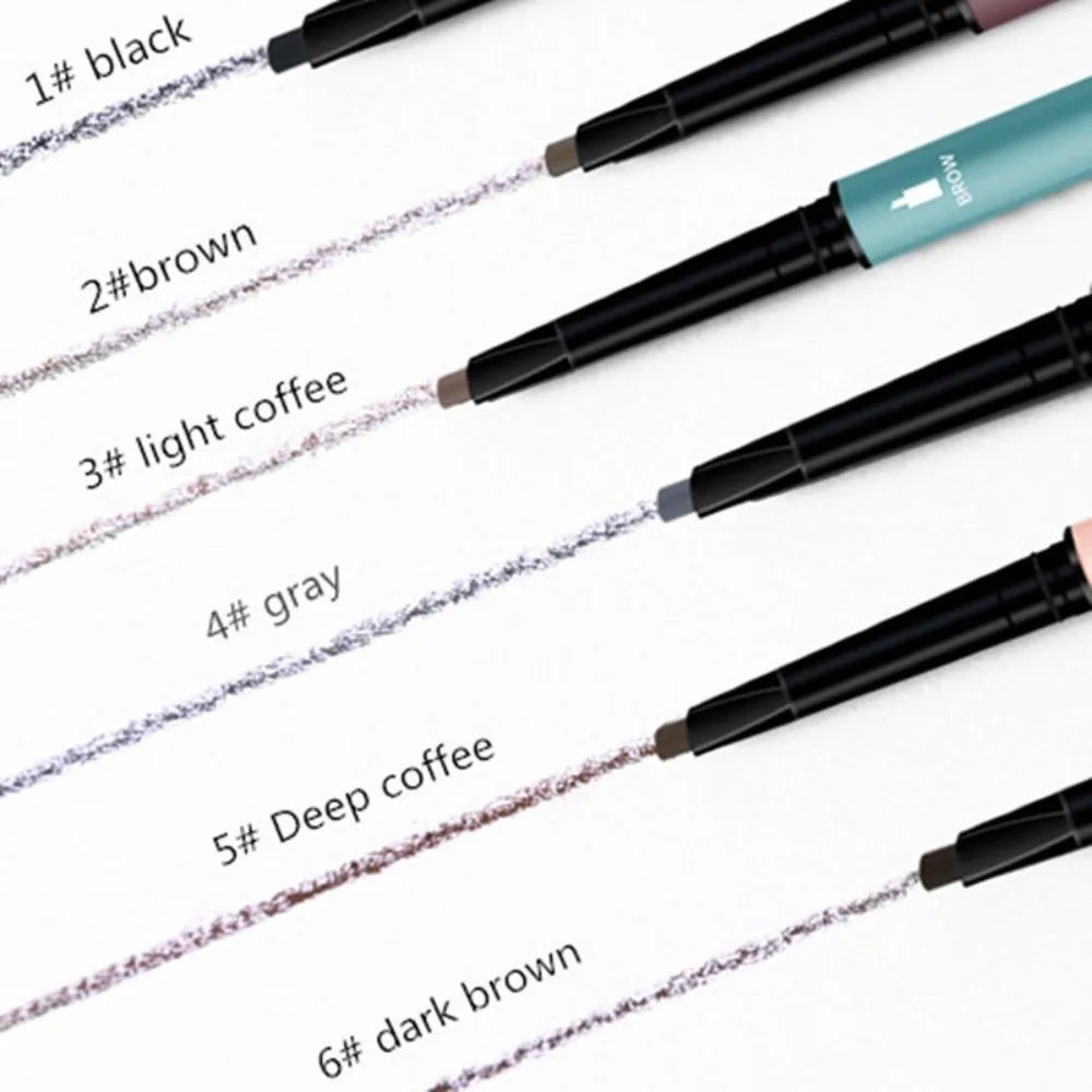新しい 6 色のアイブロウペンシルダブルヘッド超極細アイブロウペン長期的なナチュラルアイメイクツール