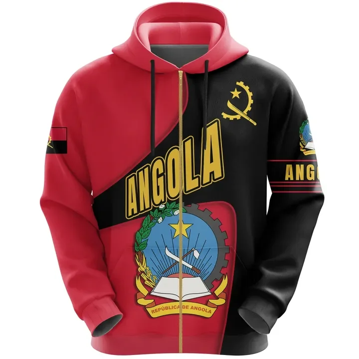 Angola Flag Map 3D Print Zip Hoodie For Men Clothes National Emblem Kids Sweatshirts Dashiki Festival Gift Women Tracksuit Tops