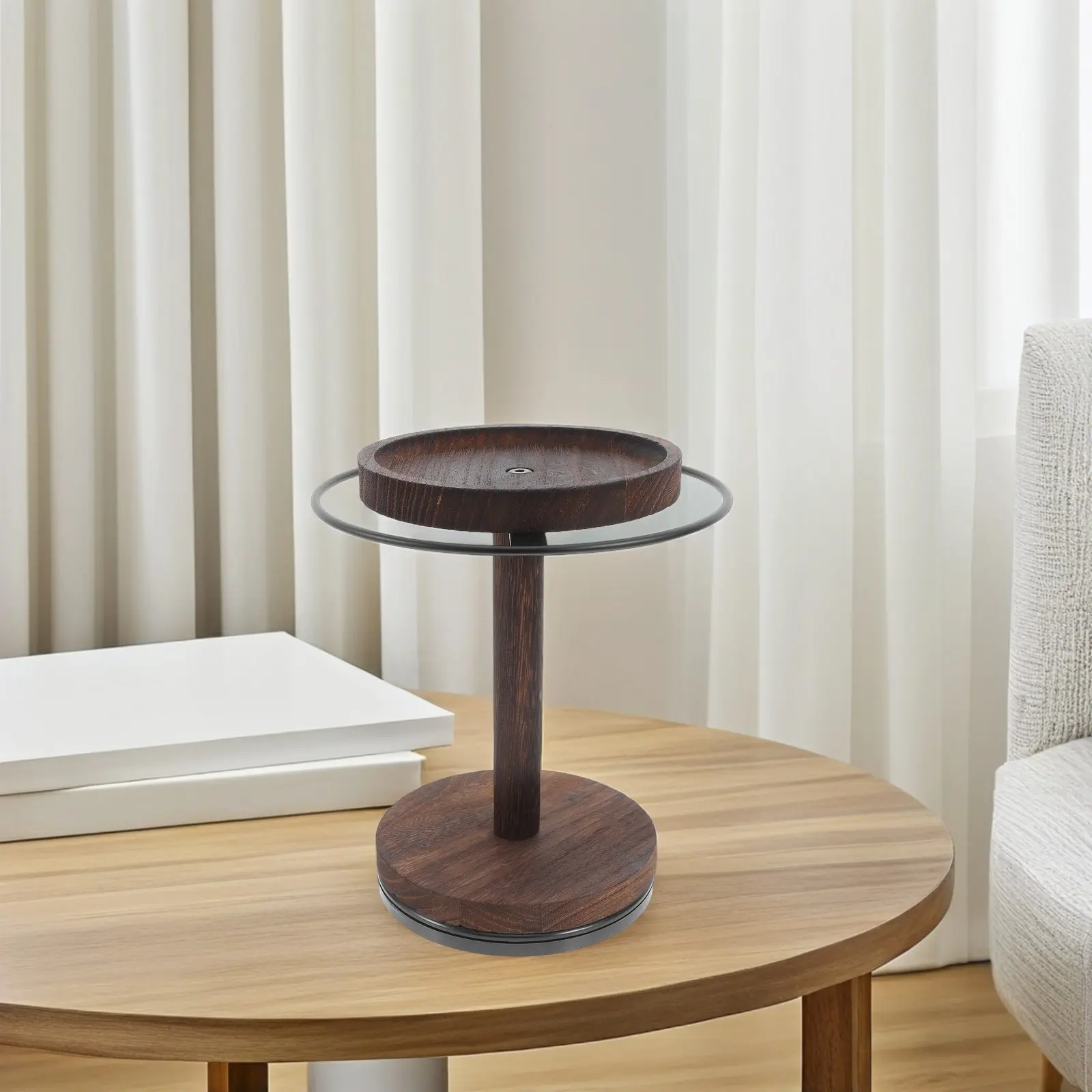 Rotatable Sunglass Organizer Wooden 360 Degree Rotating Glasses Display Stand Tabletop Eyewear Holder for Home Retail