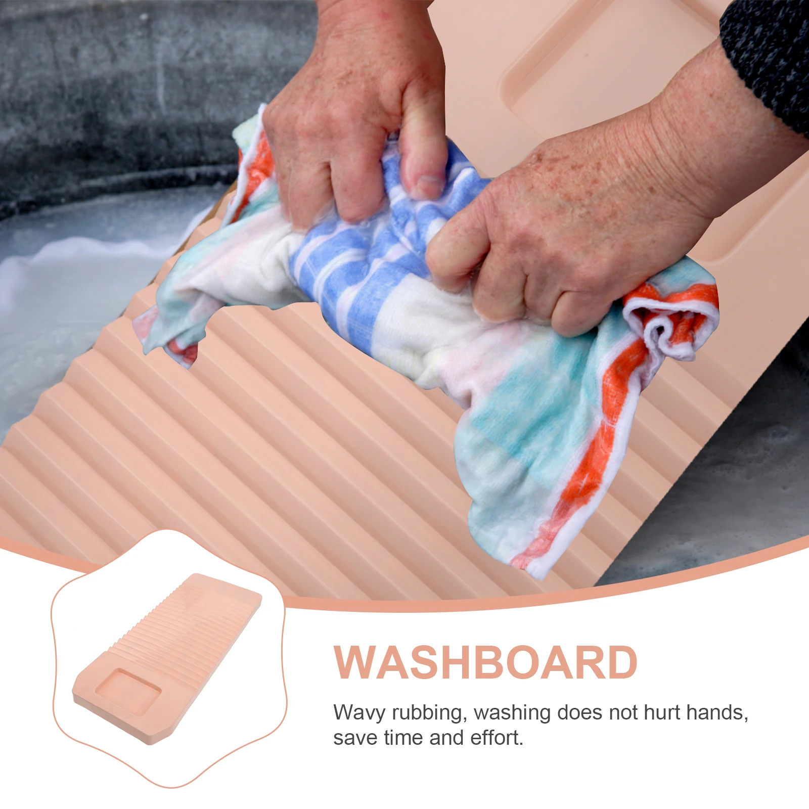 

Plastic Washboard Household Hand Washing Board Wavy Surface Water-Repellent Durable Easy Carry Rectangle Rubbing Board For