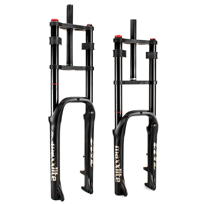 

20" 26 Inch Aluminum Alloy Fat Bike Front Fork Double Shoulder Air Pressure 4.0" Snow Bicycle Suspension Forks 80/130mm Travel