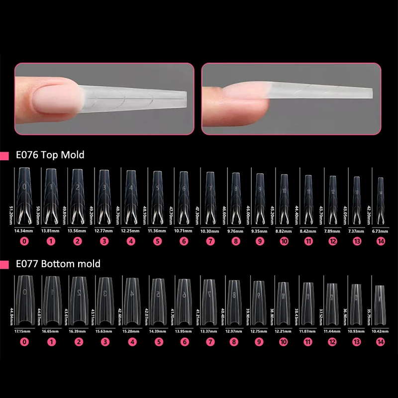 240 Stück 14 Größen Doppelte Nagelformen T-Form Ellipse Sandwich-Nagelform Schnelle Verlängerung Oben und Unten Maniküre 3D-Machwerkzeug – Detail 7