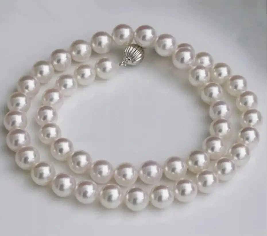 

Великолепное ОЖЕРЕЛЬЕ С БЕЛЫМ ЖЕМЧУГОМ AKOYA 8-9 мм 9-10 мм 17 дюймов 925s