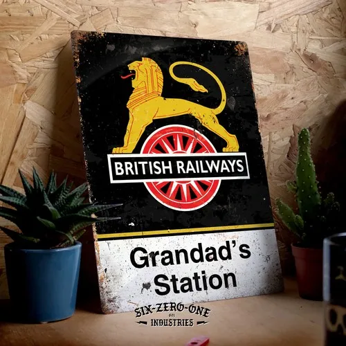 Personalised British Raiways metal sign. Worn look print Train Rail station bus --Tin Sign
