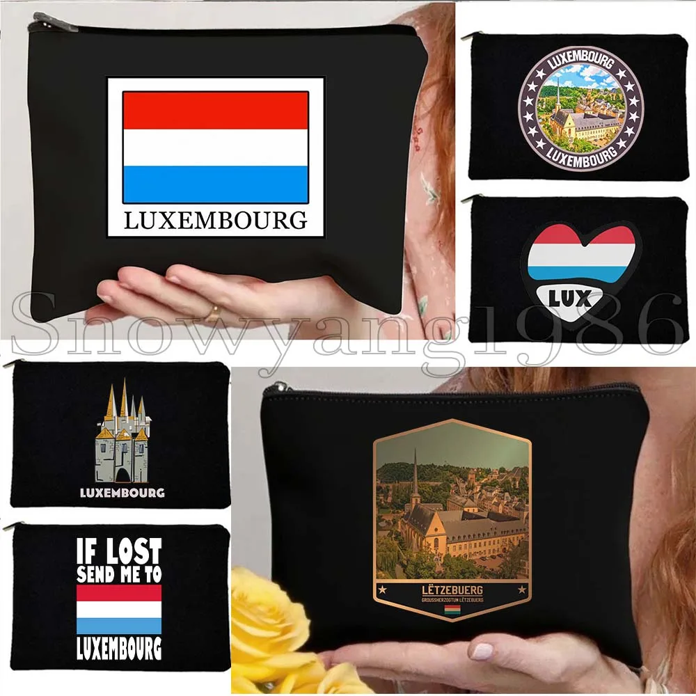 

Милый Люксембург Карта города Флаг Холст Дорожная косметичка Женщины Школьные подарки учителю Сумки для губной помады Косметичка Хлопковая сумка Кошелек